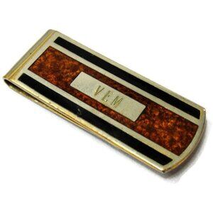 Monogrammed "V.E.M." Money Clip Gold Tone Credit Card Cash
